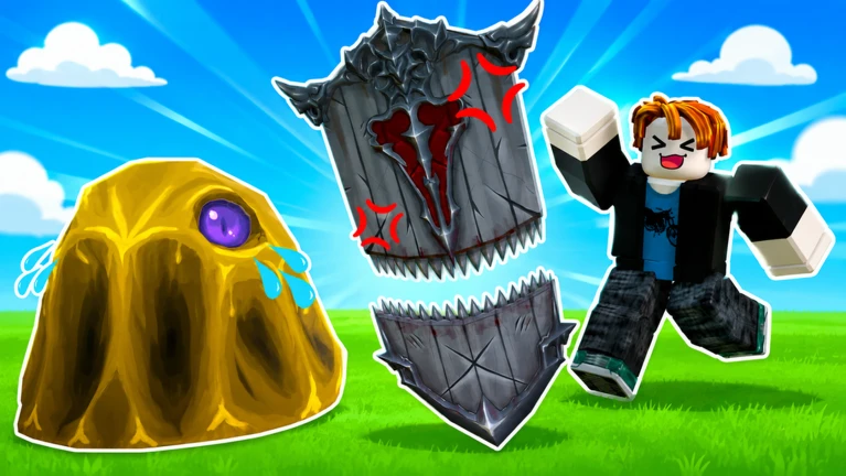Last Wave: a slime, a greatshield and a player character