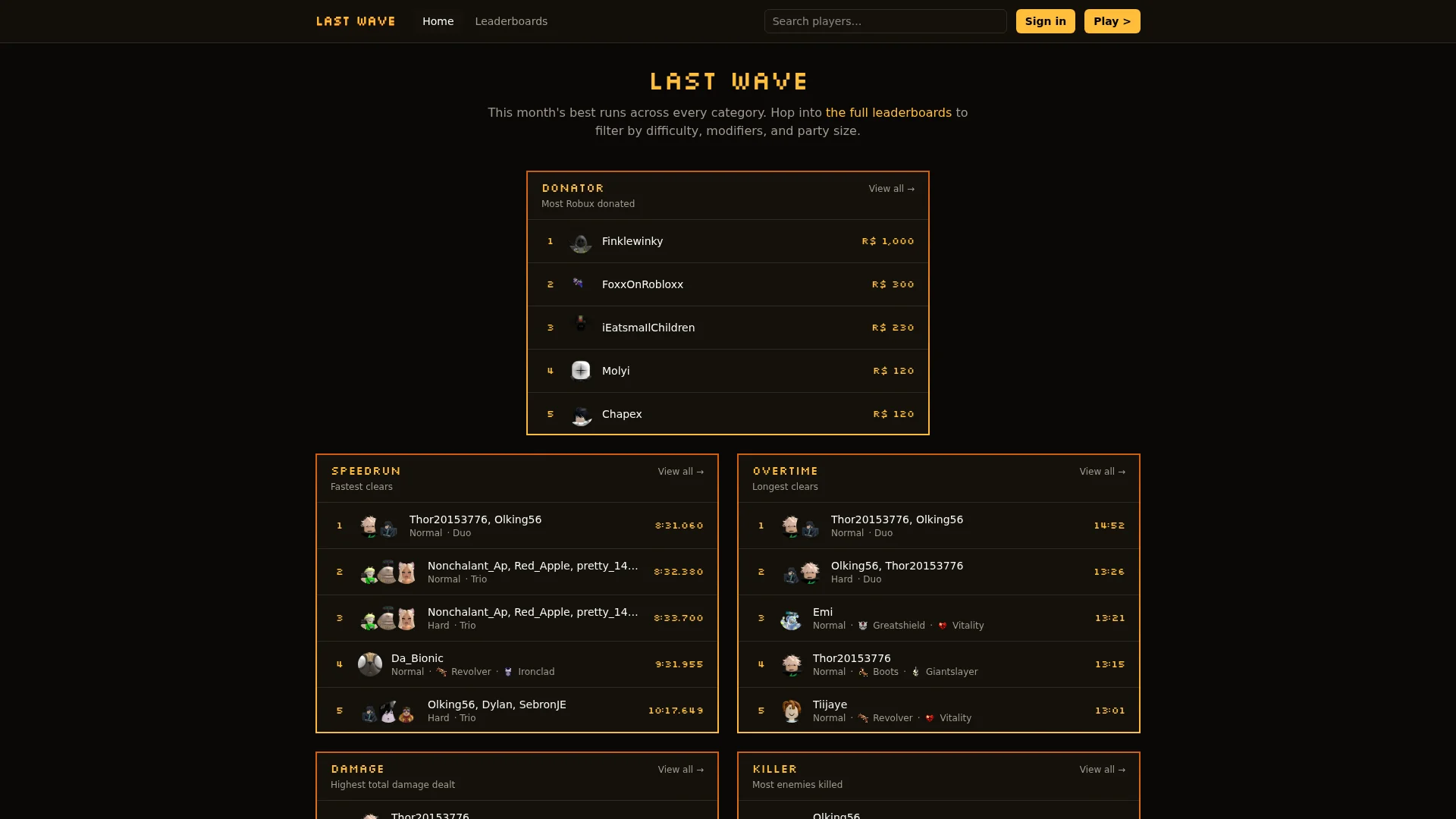 Last Wave Leaderboards